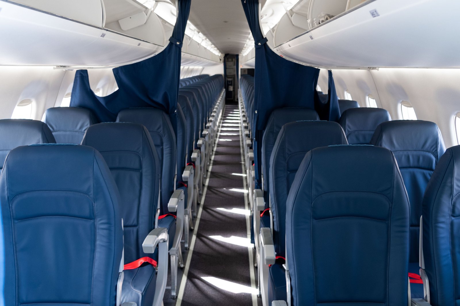 Two-by-two seating in a Marathon Airlines Embraer E-Jet cabin